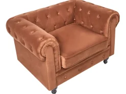 Sofasæt 4 personers CHESTERFIELD Velour Guldbrun