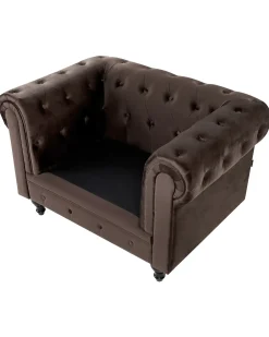 Sofasæt 4 personers CHESTERFIELD Velour Mørkebrun
