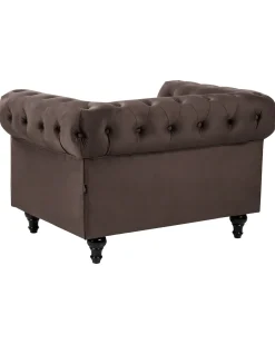 Sofasæt 4 personers CHESTERFIELD Velour Mørkebrun