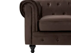 Sofasæt 4 personers CHESTERFIELD Velour Mørkebrun