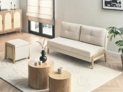 Sofasæt 3 personers EDLAND Lys Beige med puf