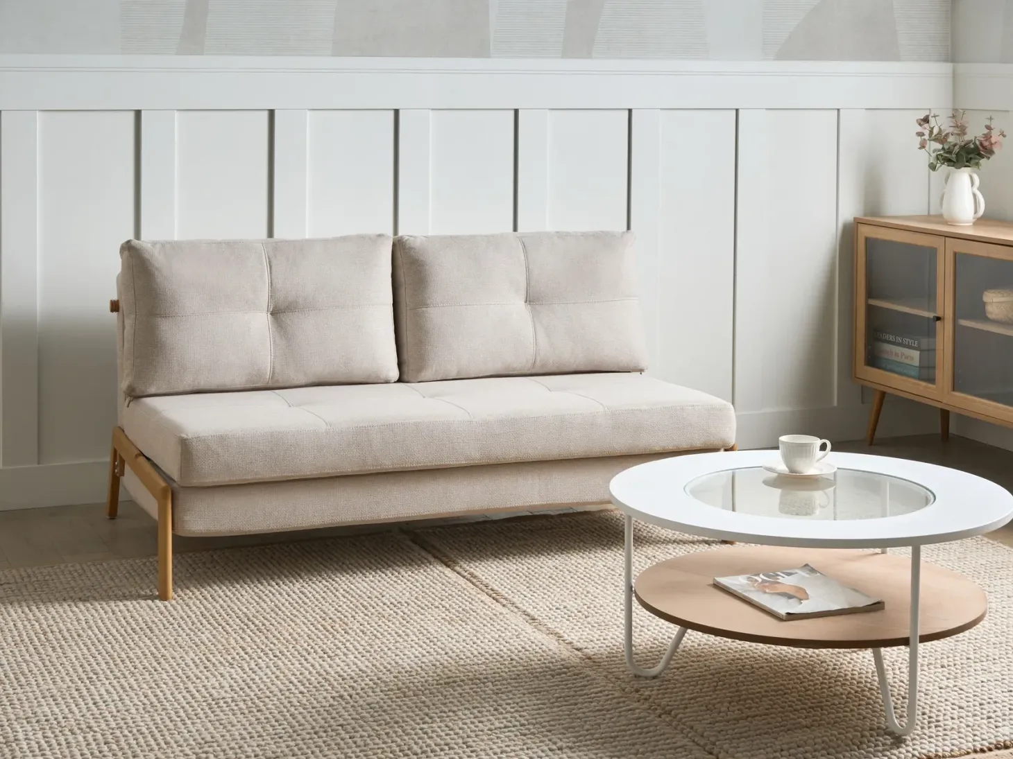 Sofasæt 3 personers EDLAND Lys Beige med bænk