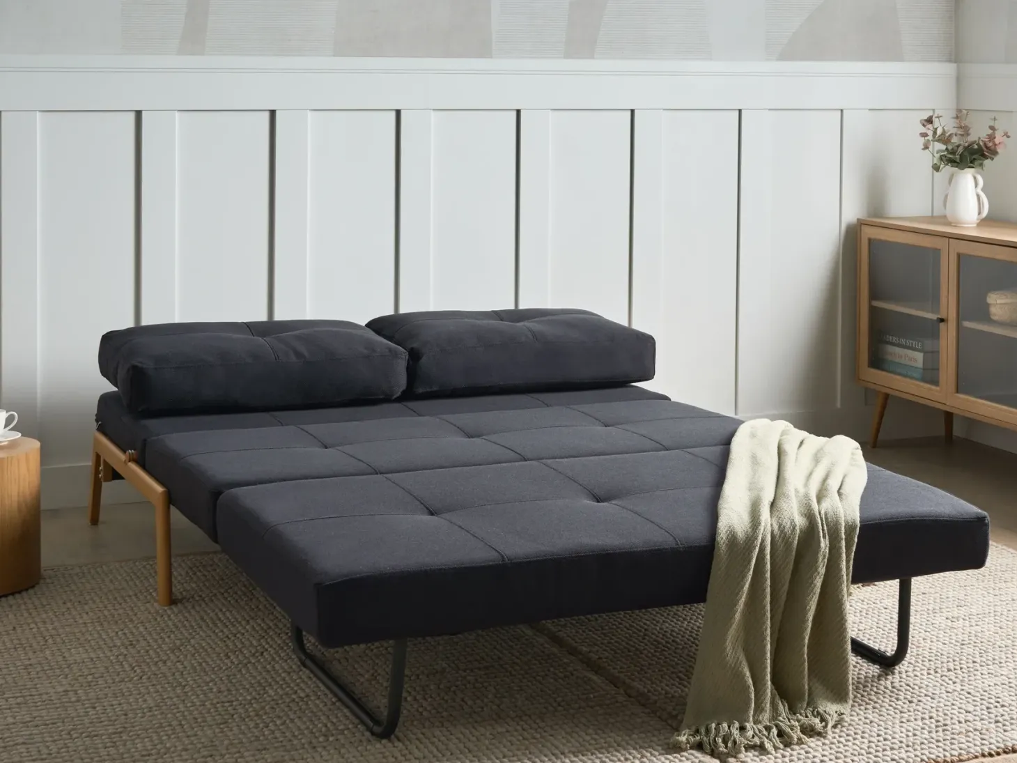 Sofasæt 3 personers EDLAND Sort med puf