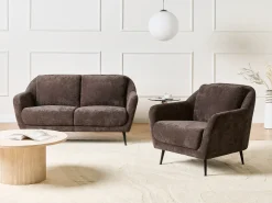 Sofasæt 3 personers EIBY Chenille Mørkebrun