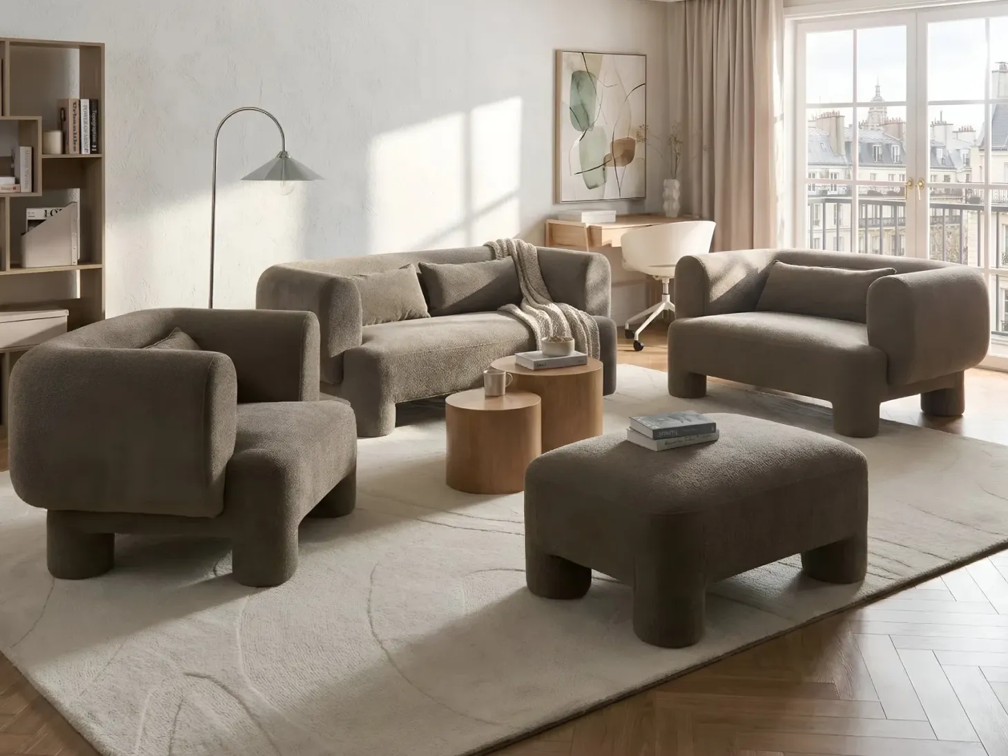 Sofasæt 6 personers HOGBO Brun med fodskammel