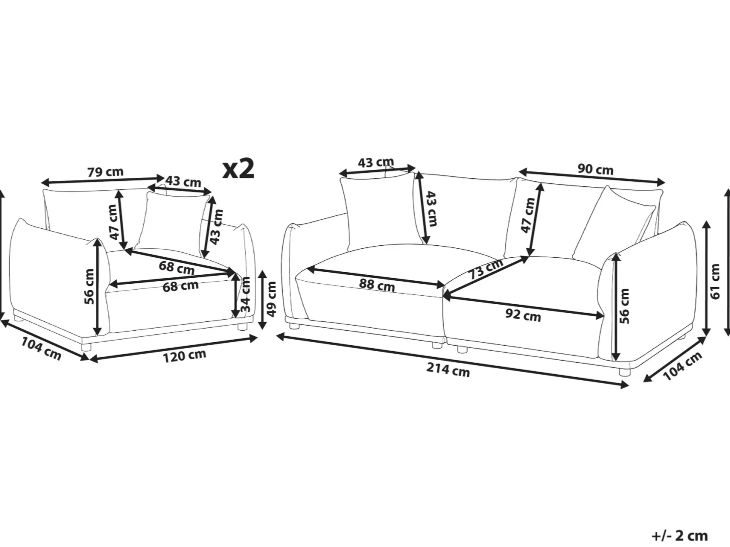 Sofasæt 5 personers JUBEK Boucle Beige
