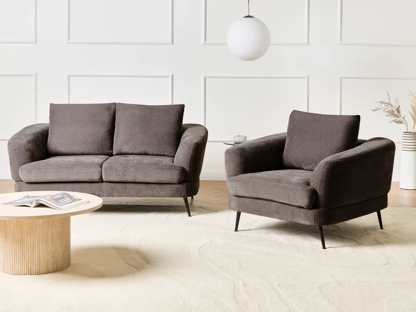 Sofasæt 3 personers KJAER Chenille Brungrå