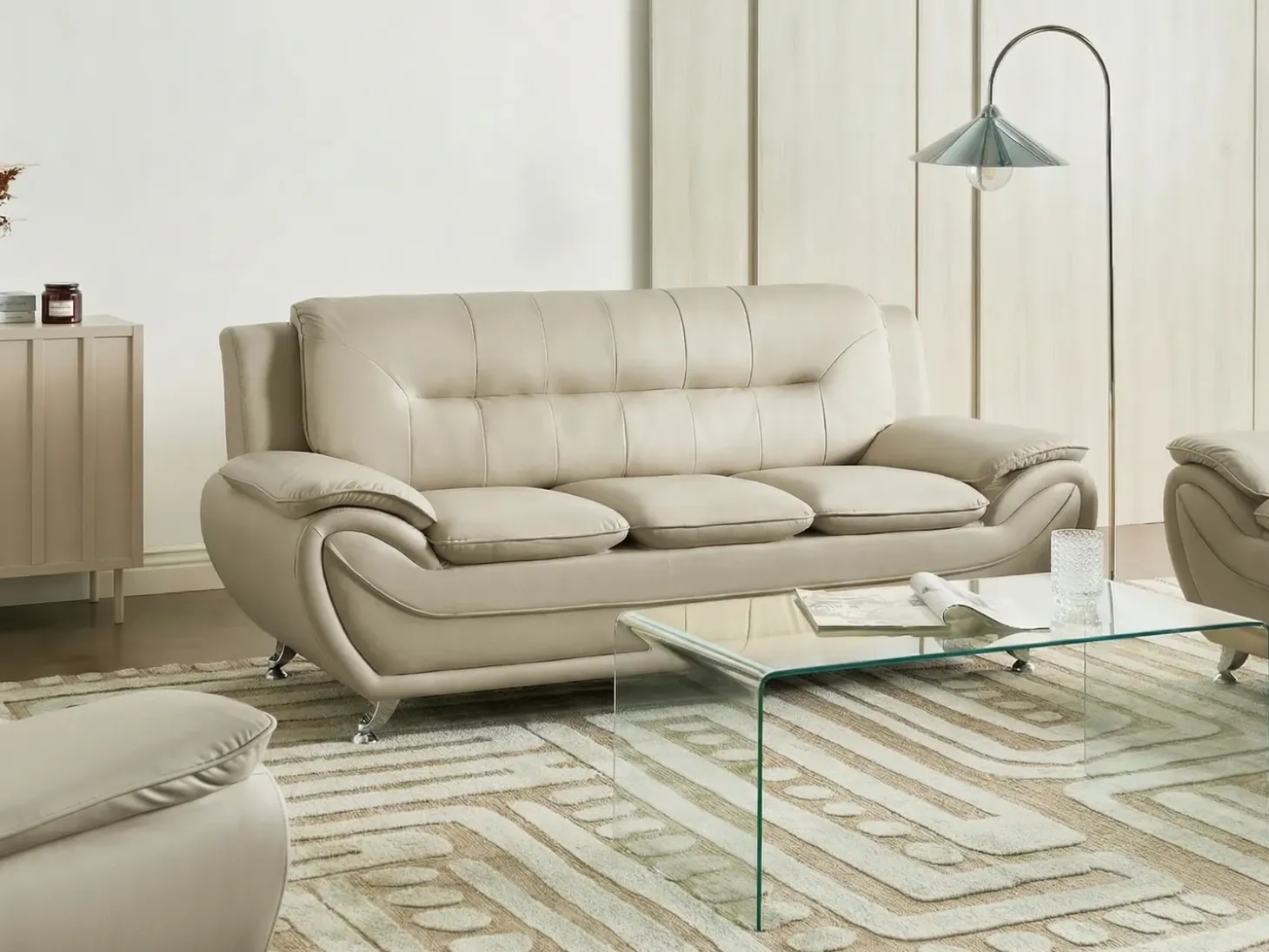 Sofasæt 6 personers LEIRA Kunstlæder Beige