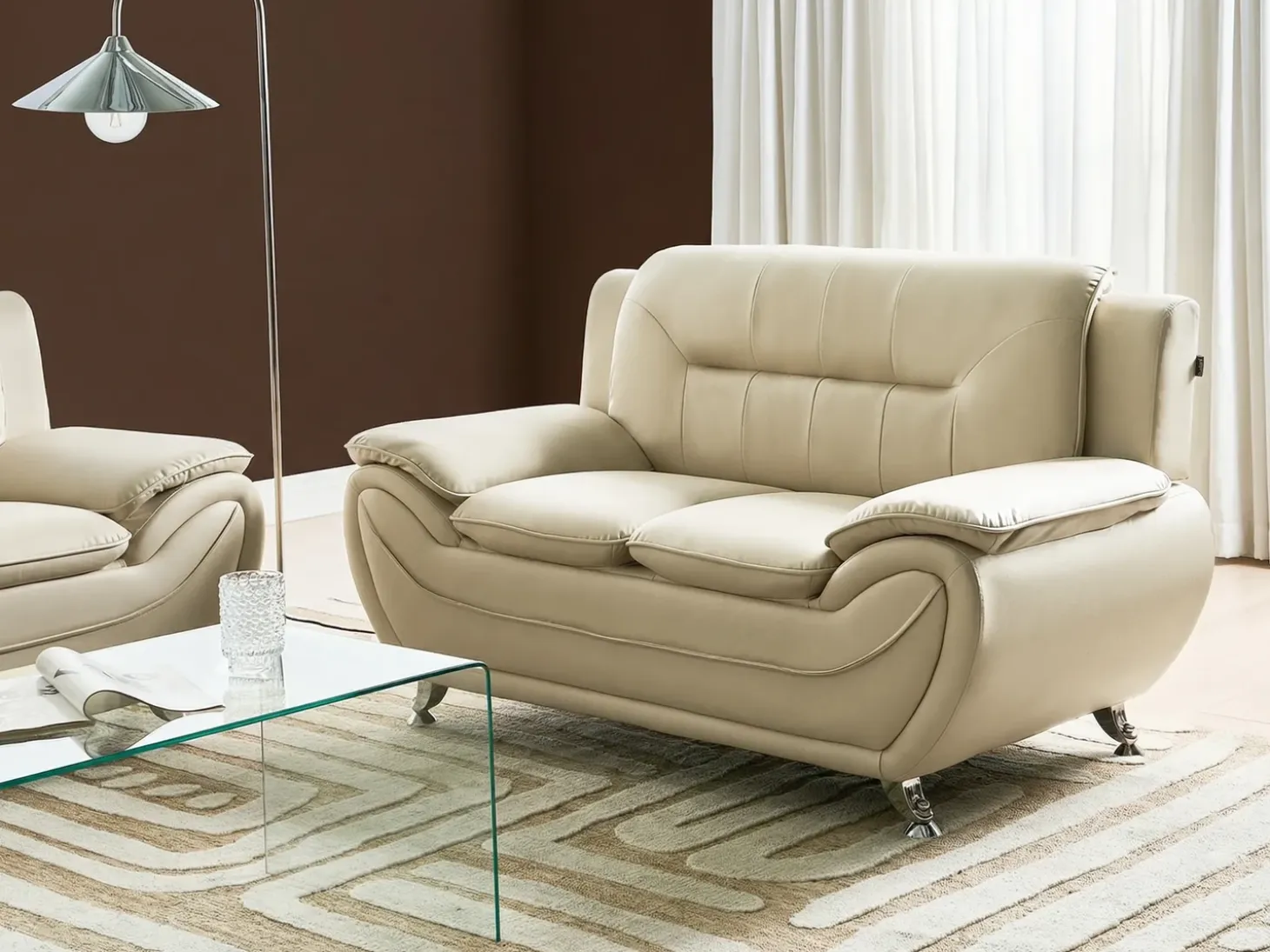 Sofasæt 6 personers LEIRA Kunstlæder Beige