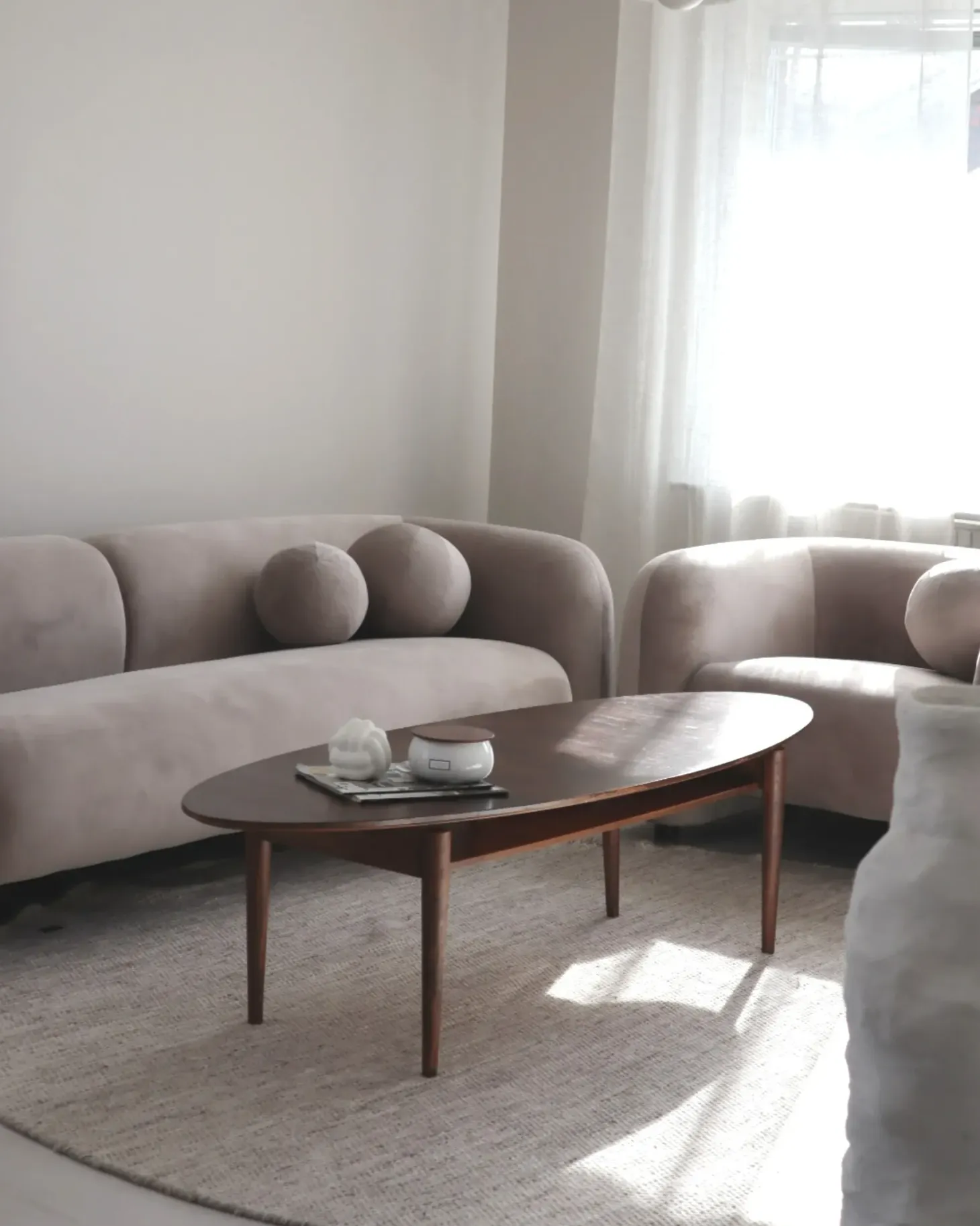 Sofasæt 4 personers LEIREN Velour Brungrå