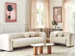 Sofasæt 4 personers LEIREN Velour Cremehvid