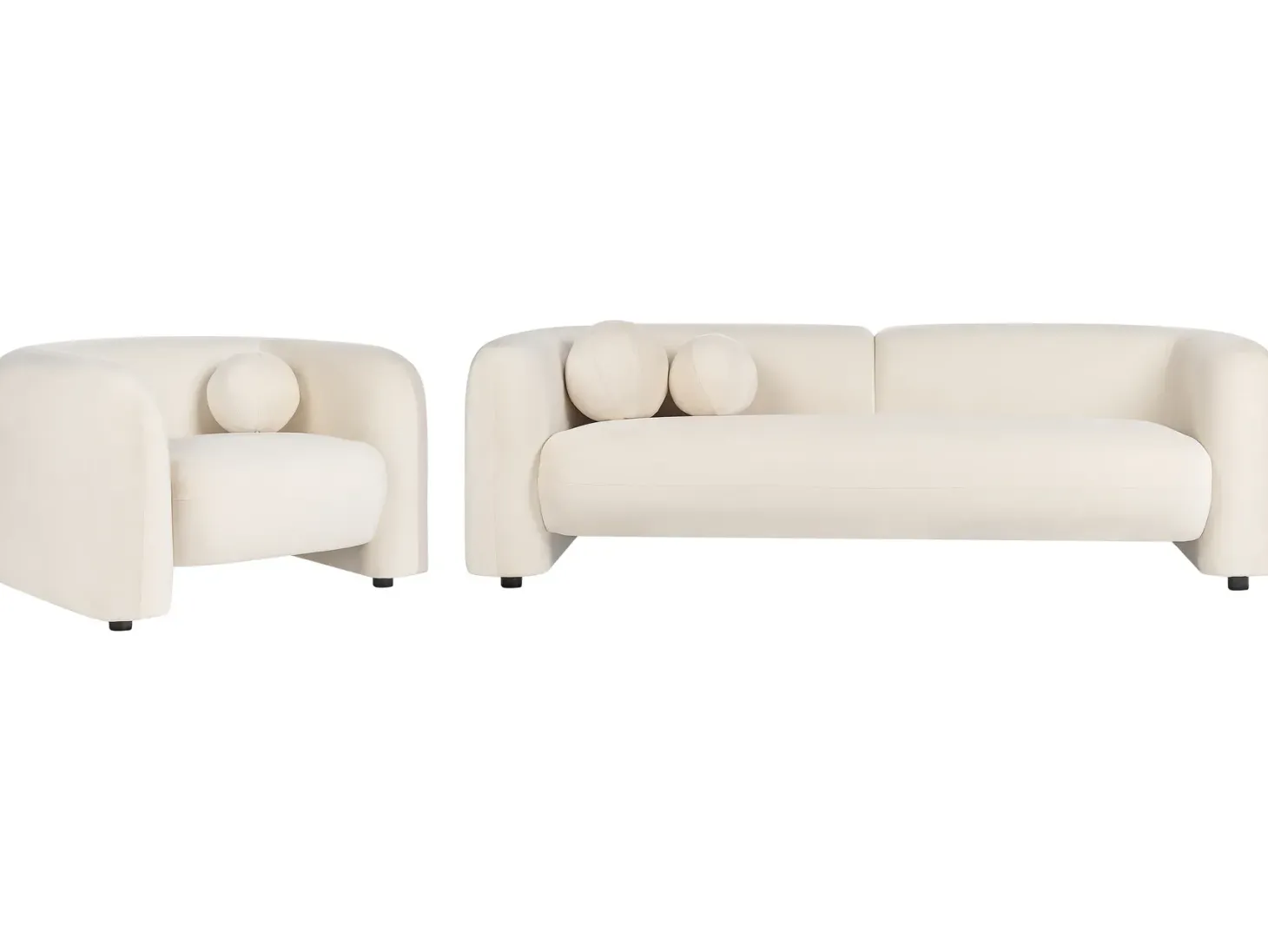 Sofasæt 4 personers LEIREN Velour Cremehvid