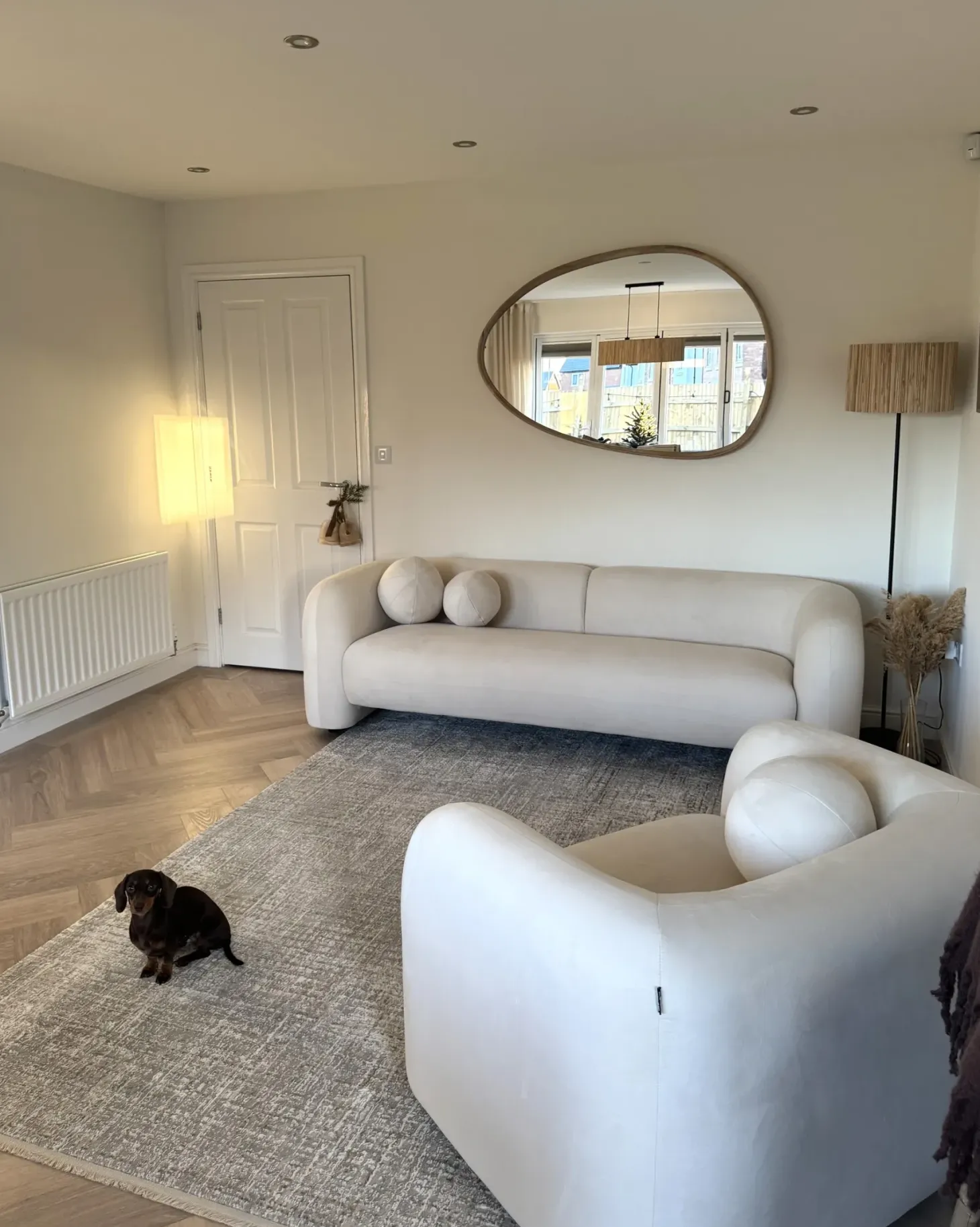 Sofasæt 4 personers LEIREN Velour Cremehvid