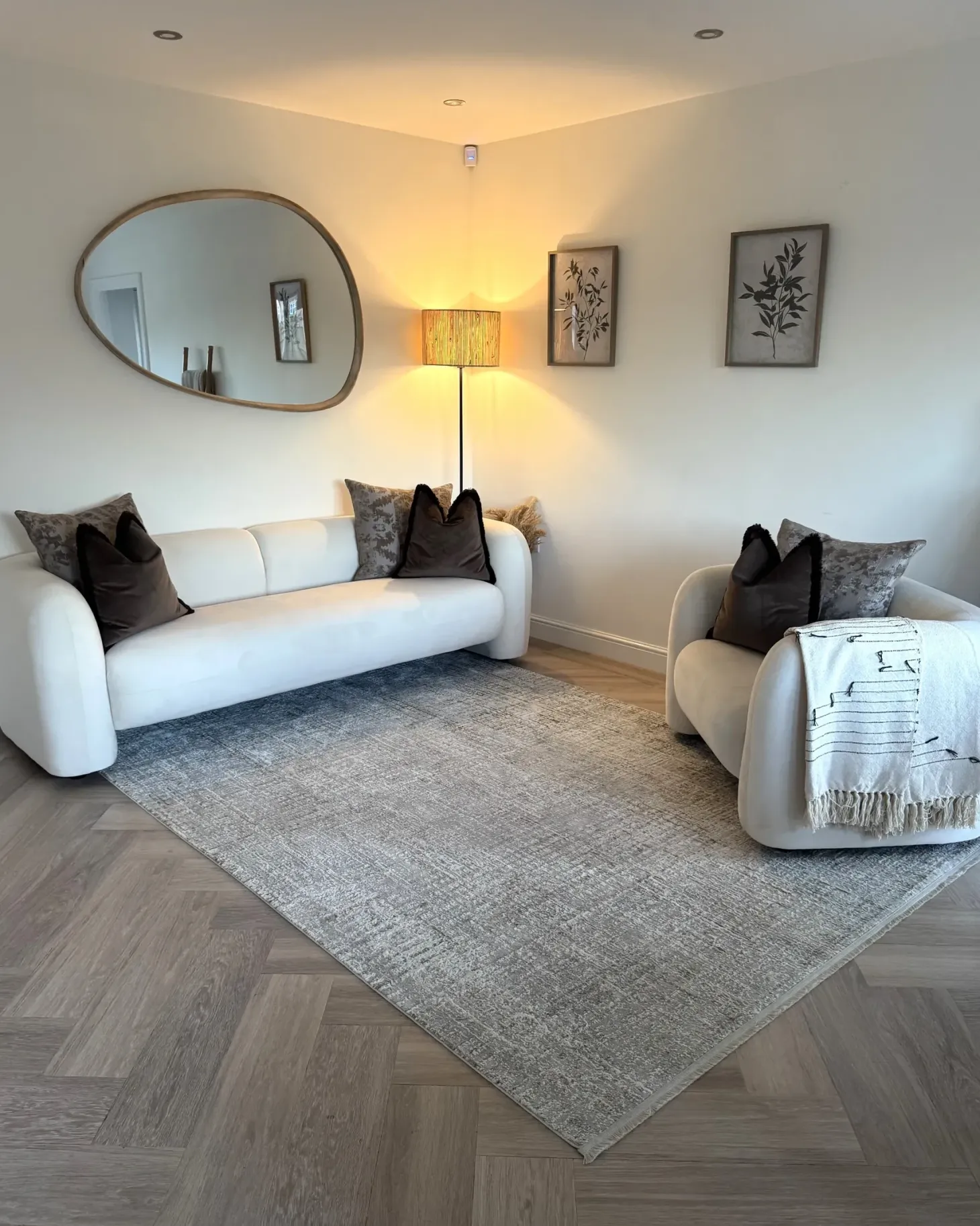 Sofasæt 4 personers LEIREN Velour Cremehvid