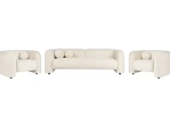 Sofasæt 5 personers LEIREN Velour Cremehvid