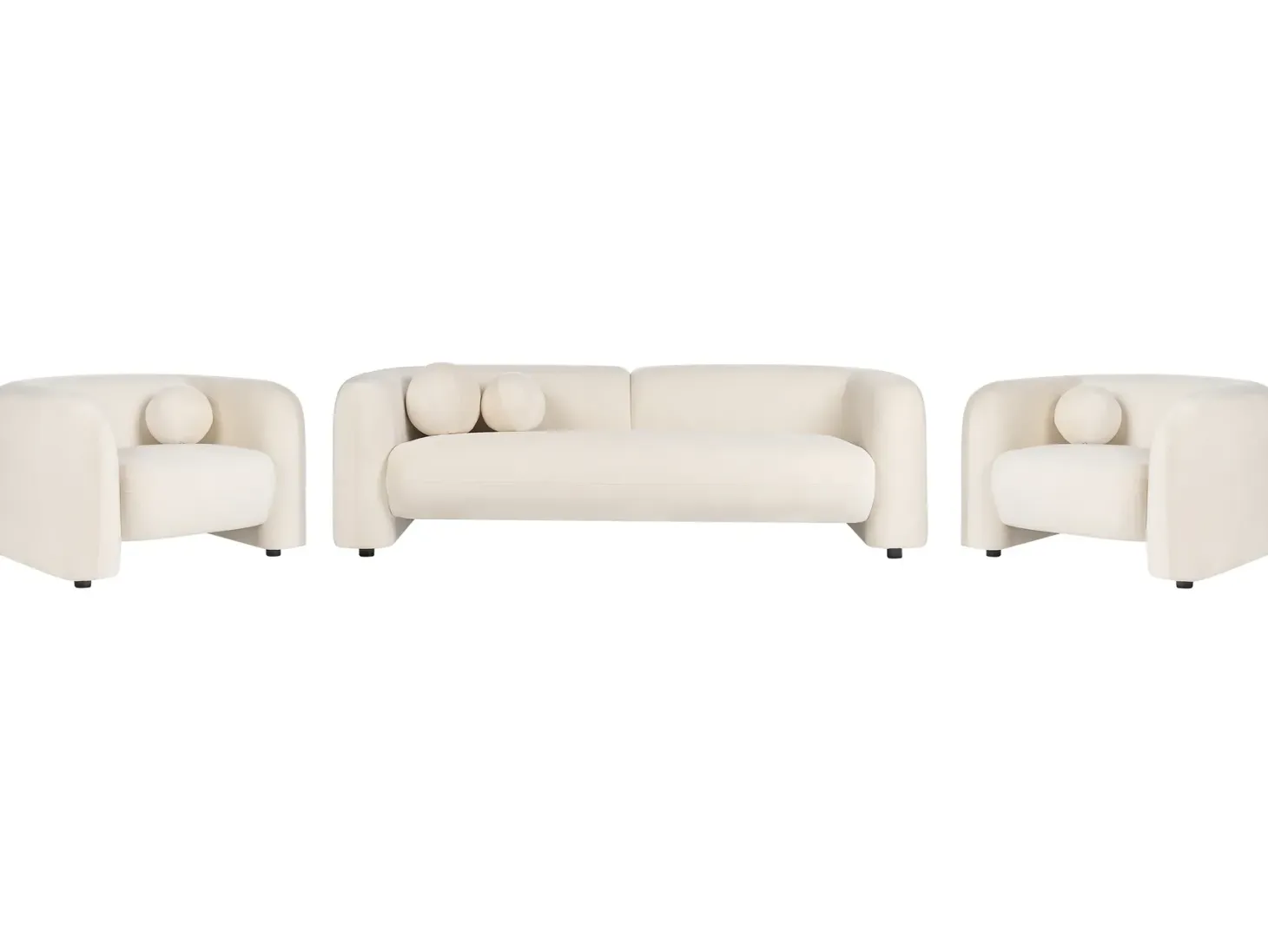Sofasæt 5 personers LEIREN Velour Cremehvid