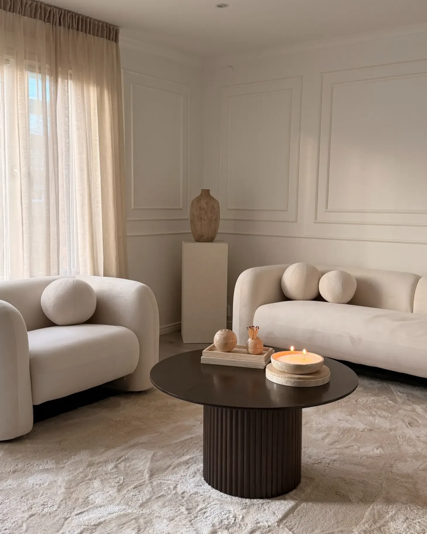 Sofasæt 5 personers LEIREN Velour Cremehvid