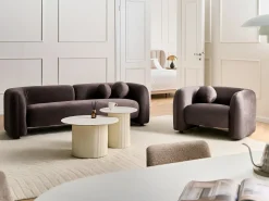 Sofasæt 4 personers LEIREN Velour Mørkebrun