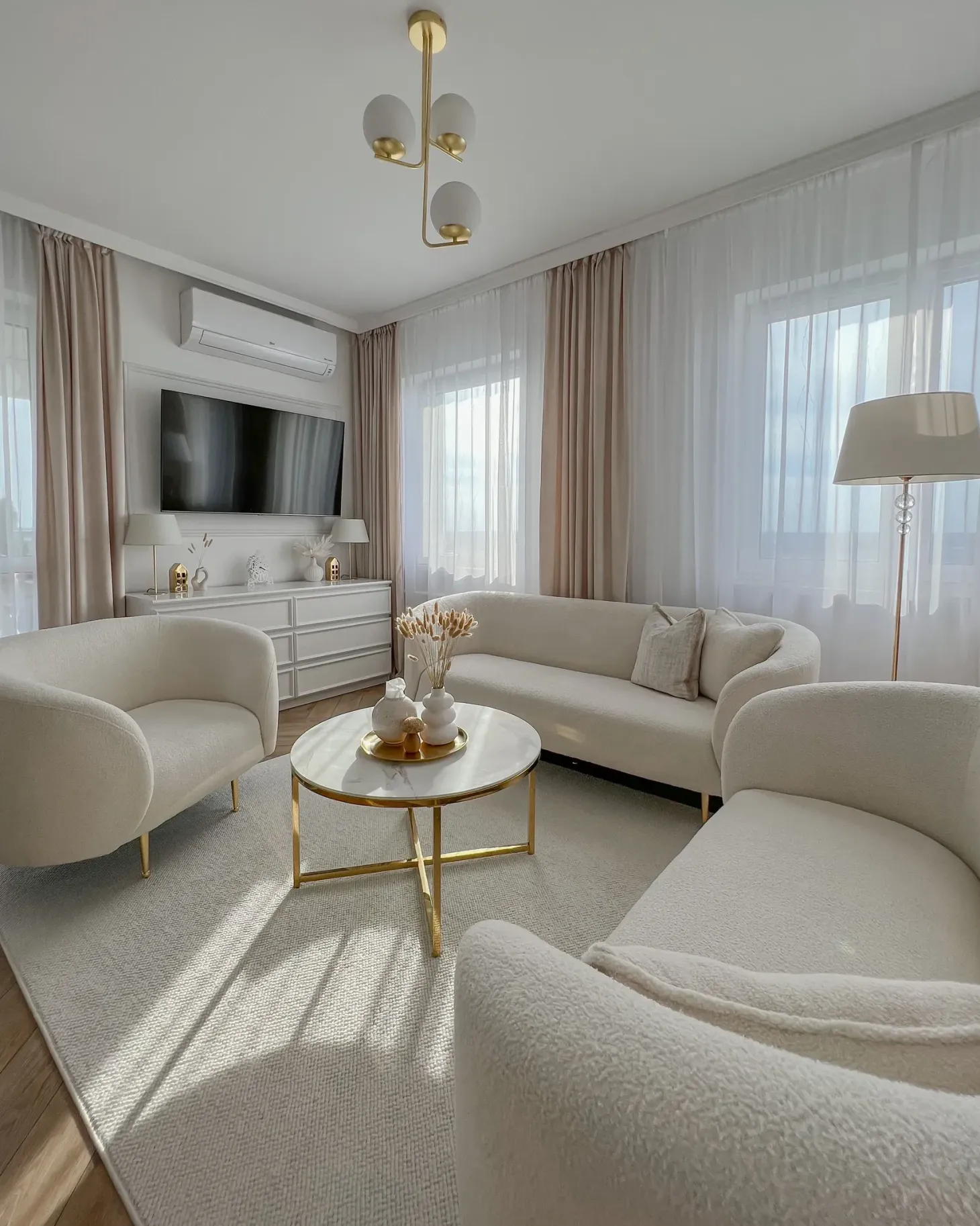 Sofasæt 6 personers LOEN Boucle Hvid