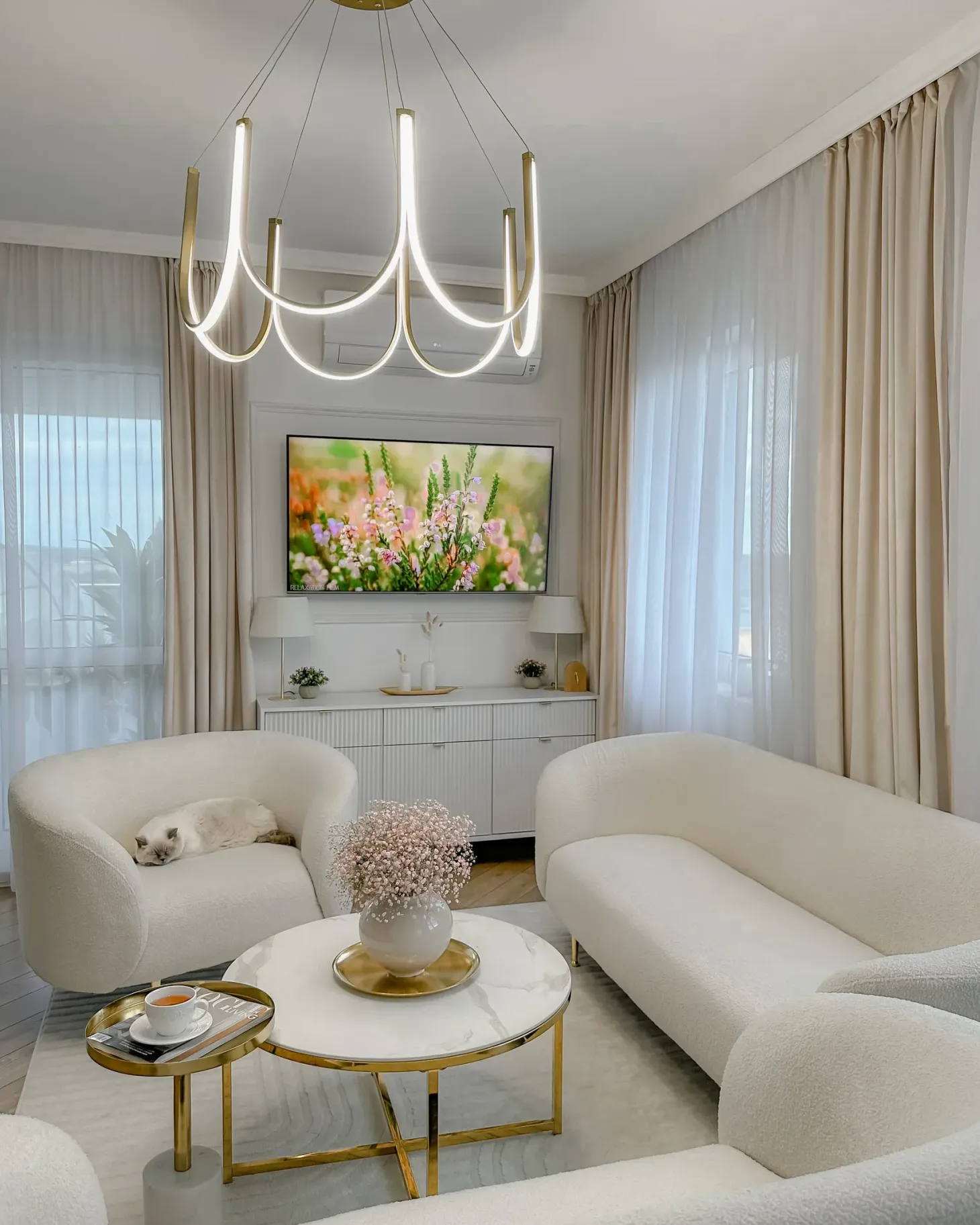 Sofasæt 6 personers LOEN Boucle Hvid
