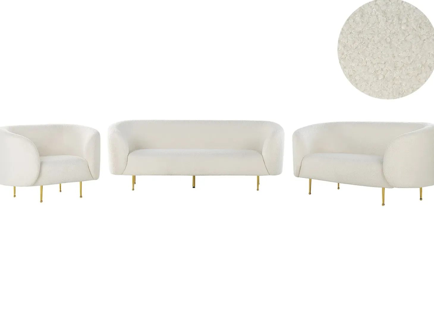 Sofasæt 6 personers LOEN Boucle Hvid