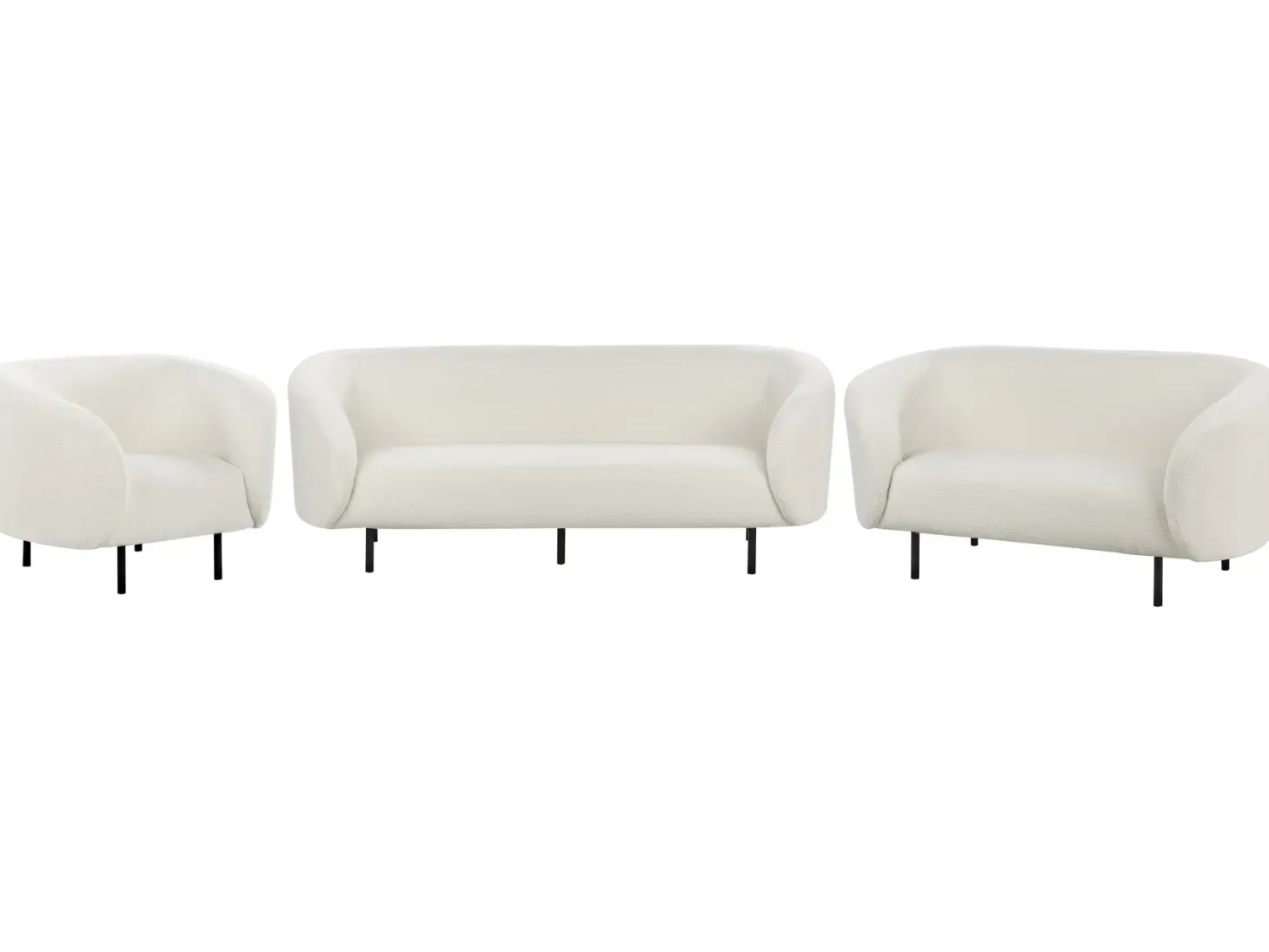 Sofasæt 6 personers LOEN Boucle Hvid