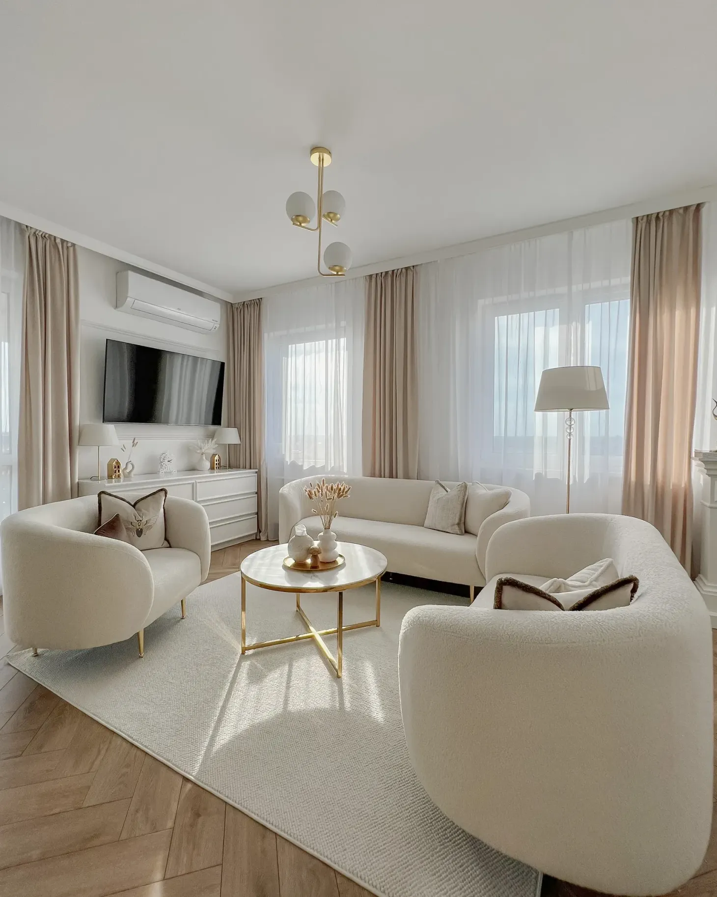 Sofasæt 6 personers LOEN Boucle Hvid