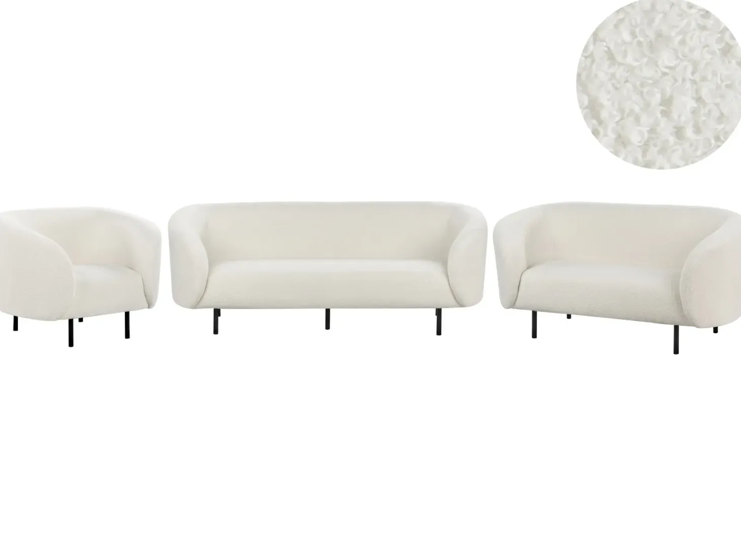 Sofasæt 6 personers LOEN Boucle Hvid