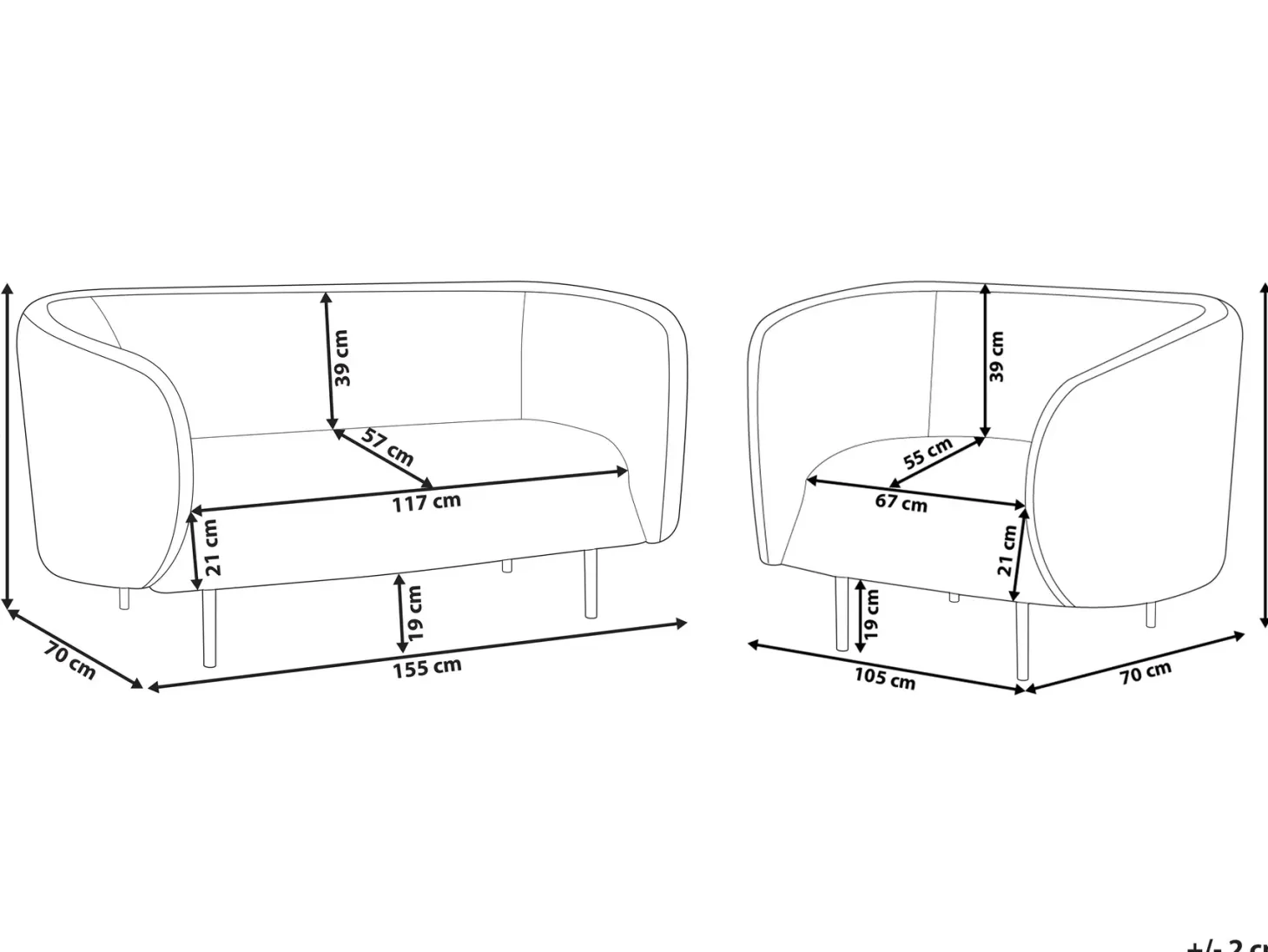 Sofasæt 3 personers LOEN Lys Beige