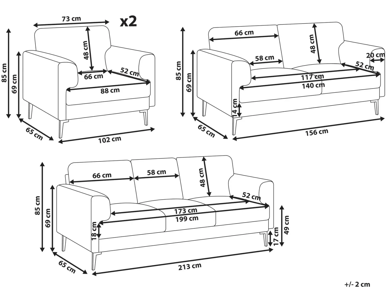Sofasæt 7 personers LOUSTO Brun