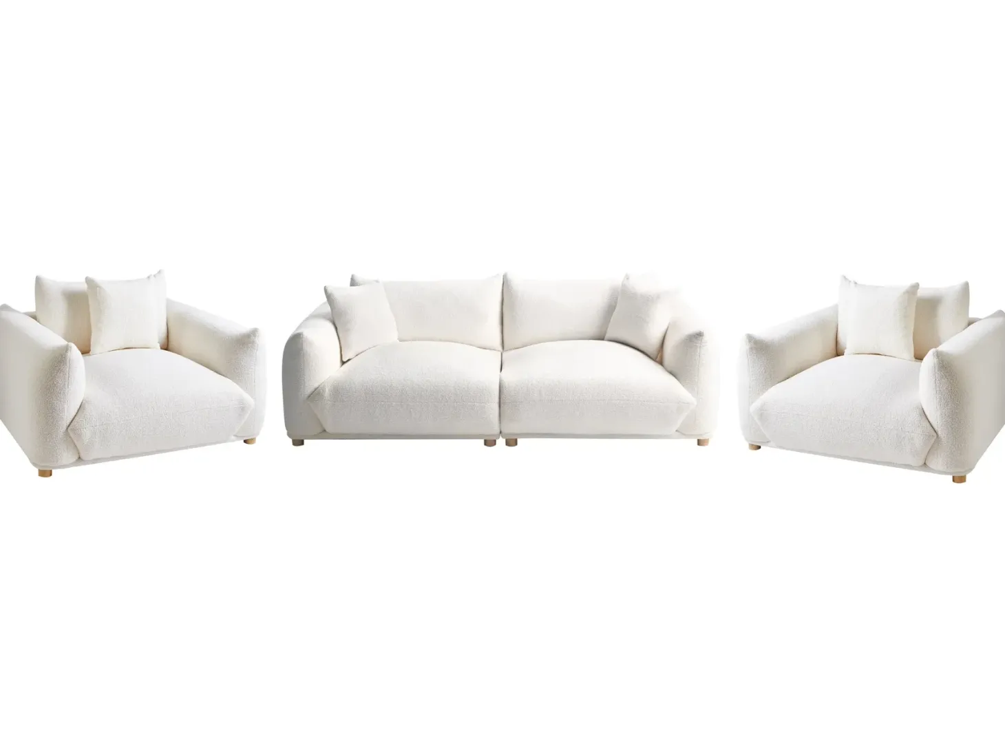 Sofasæt 5 personers LUVOS Boucle Cremehvid