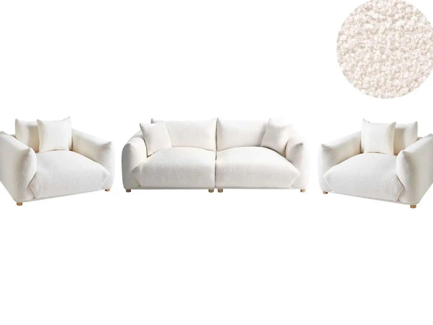 Sofasæt 5 personers LUVOS Boucle Cremehvid