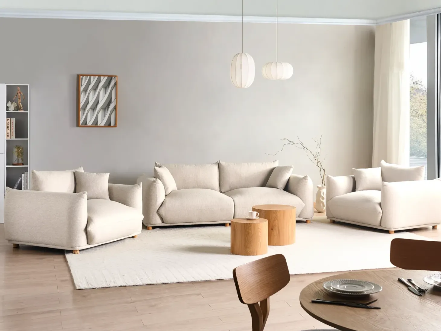 Sofasæt 5 personers LUVOS Lys Beige