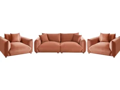 Sofasæt 5 personers LUVOS Velour Guldbrun