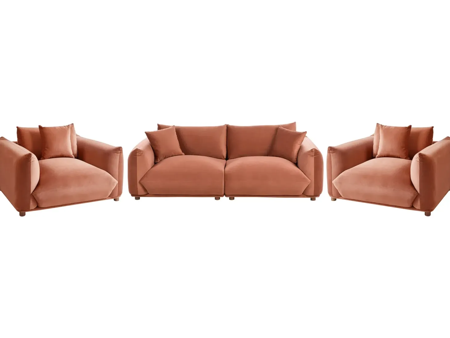 Sofasæt 5 personers LUVOS Velour Guldbrun