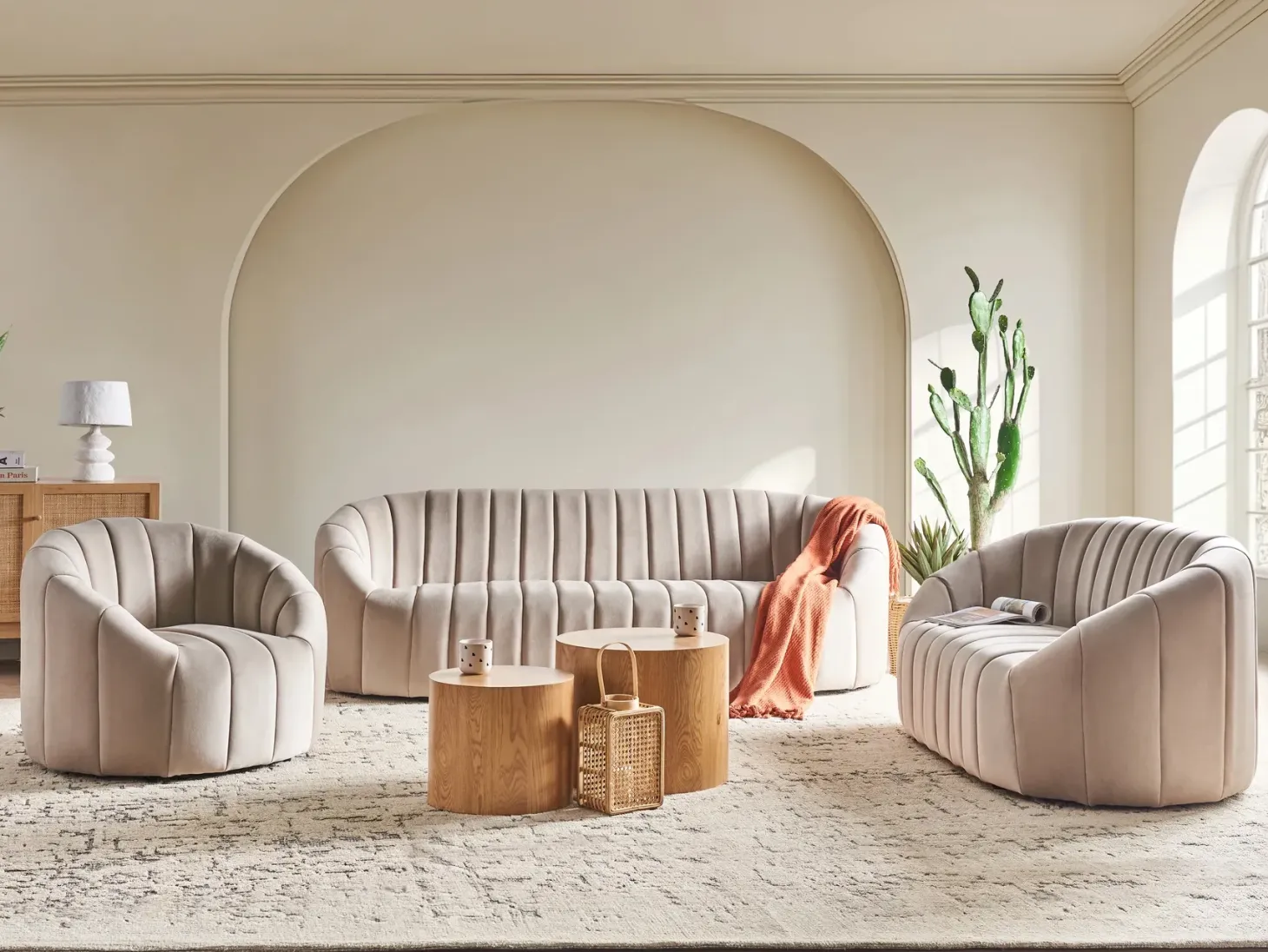 Sofasæt 6 personers MALUNG Velour Beige