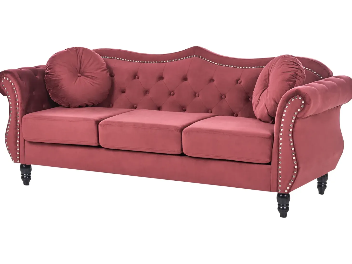 Sofasæt 5 personers SKIEN Velour Mørkerød
