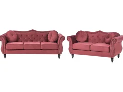 Sofasæt 5 personers SKIEN Velour Mørkerød