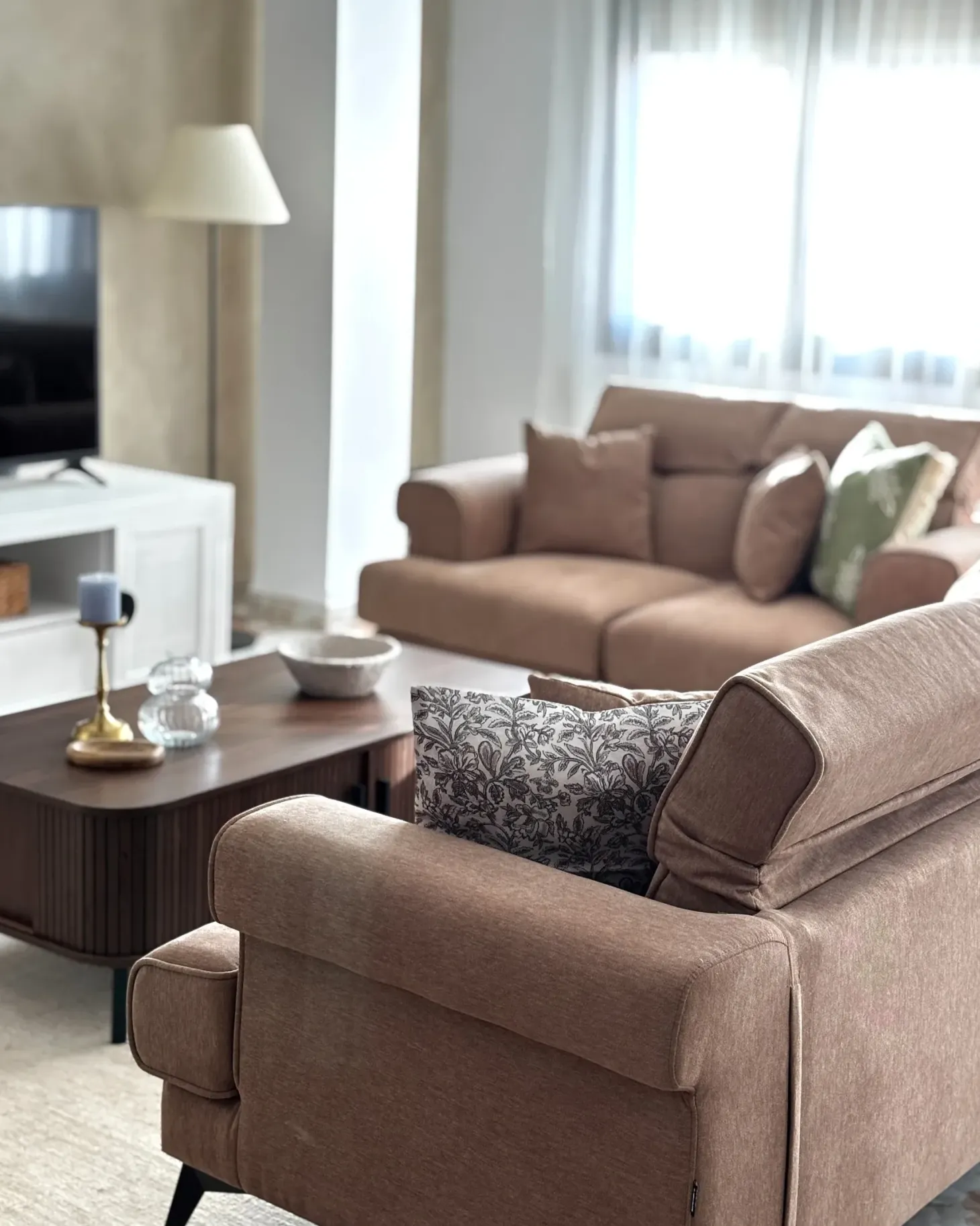 Sofasæt 5 personers SKIVE Lysebrun