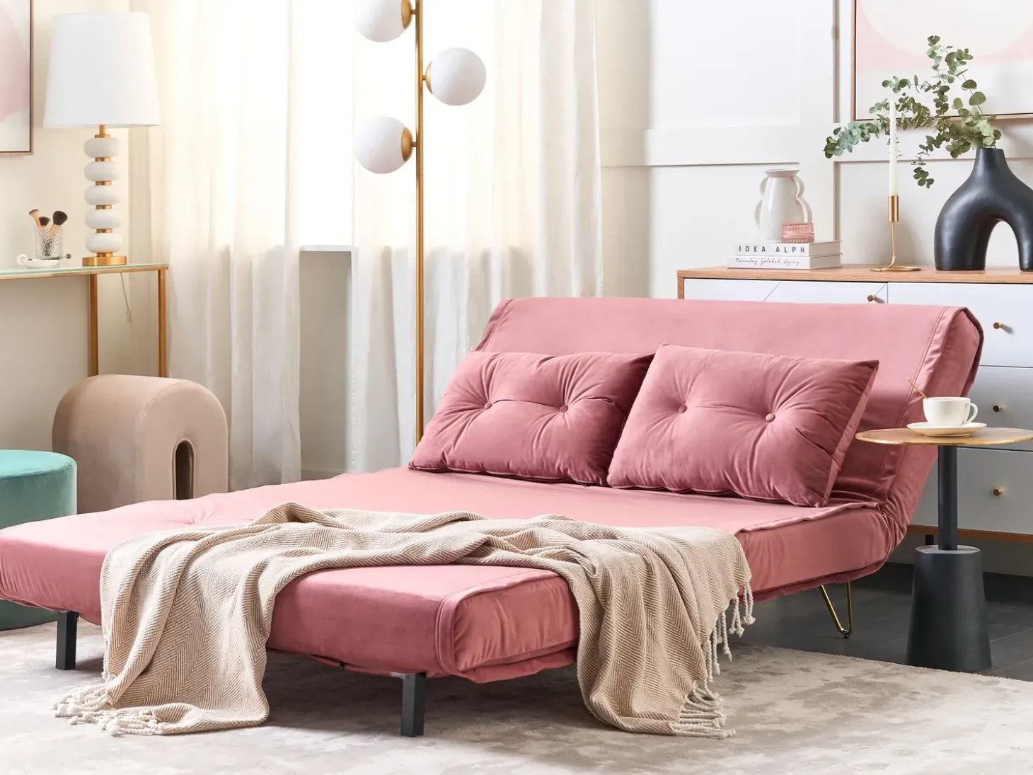Sofasæt 3 personers VESTFOLD Velour Lyserød
