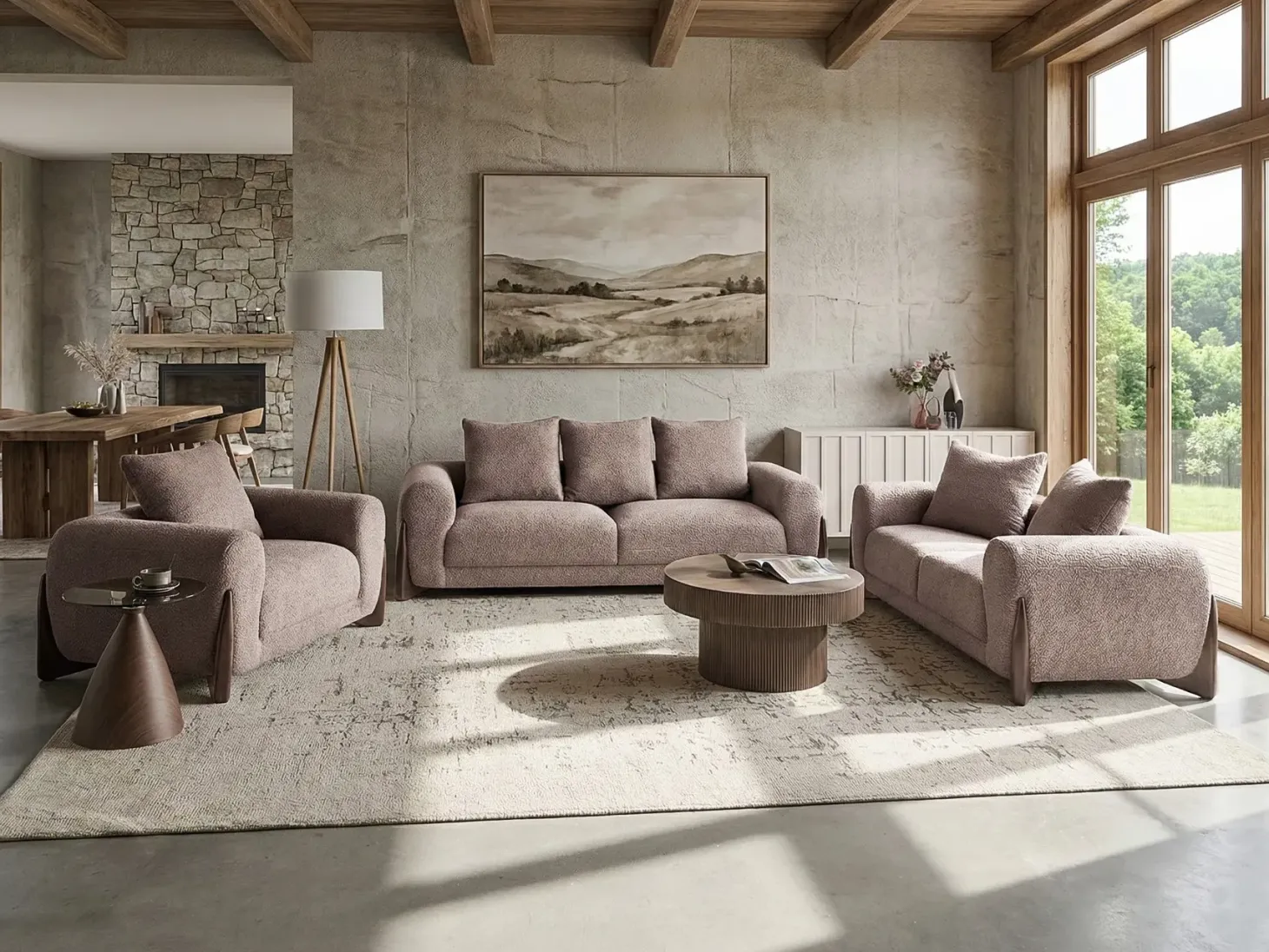 Sofasæt 6 personers VINLIDEN Boucle Brun