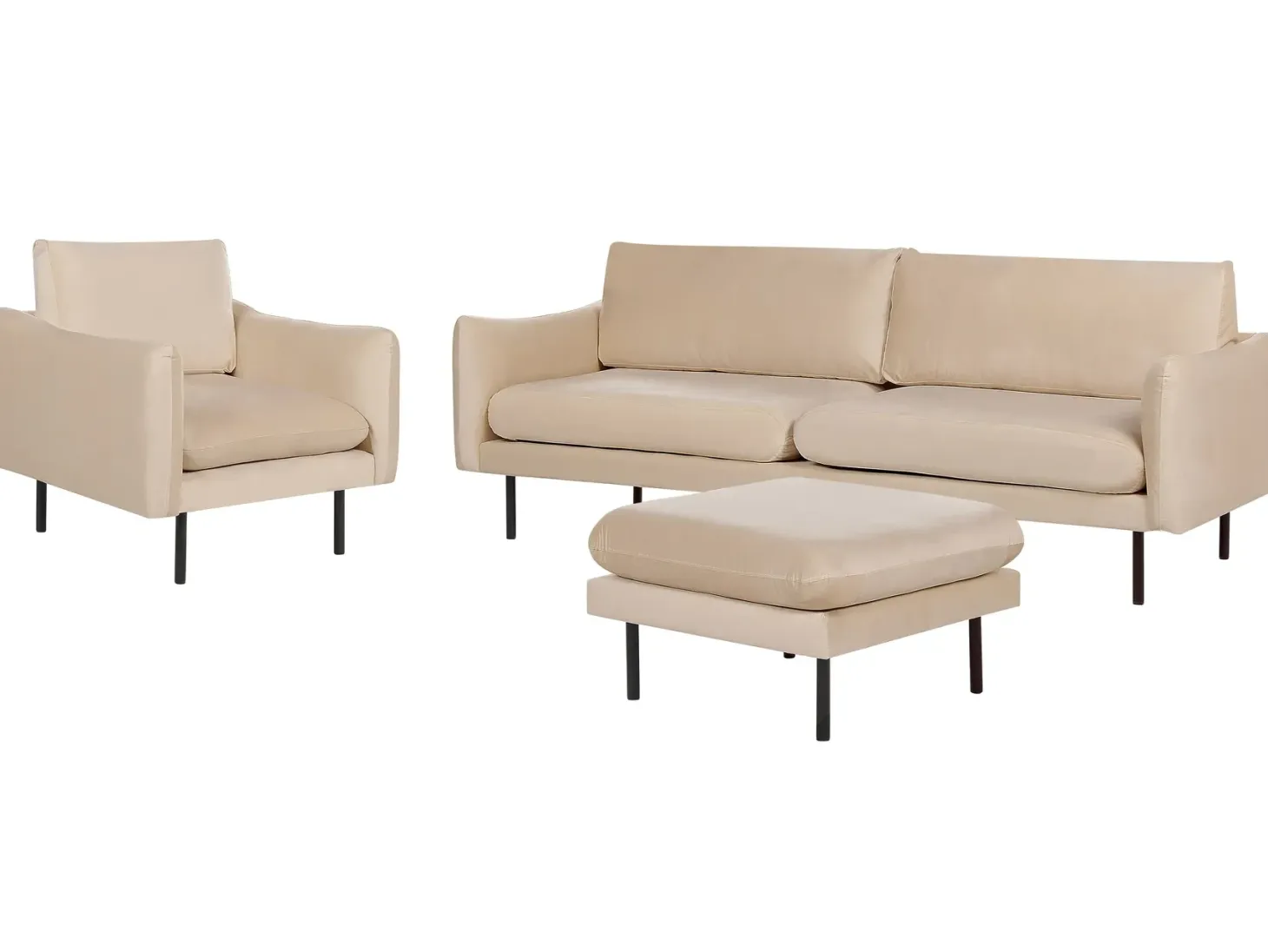 Sofasæt 5 personers VINTERBRO Velour Beige med fodskammel