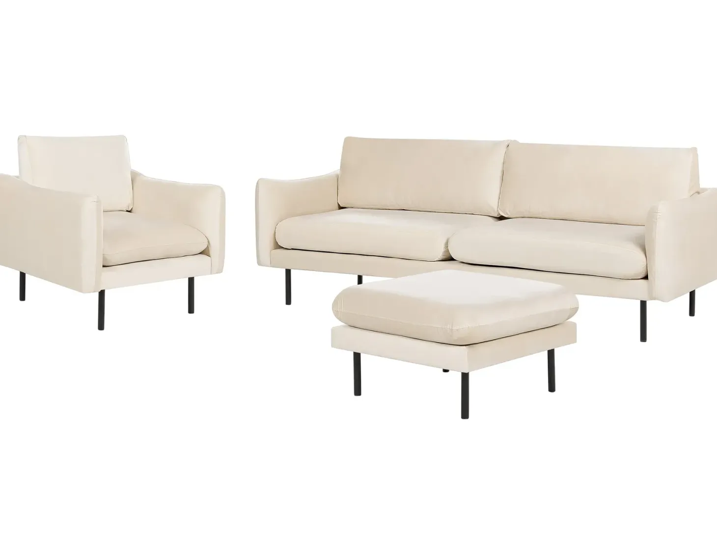 Sofasæt 5 personers VINTERBRO Velour Lys Beige med fodskammel