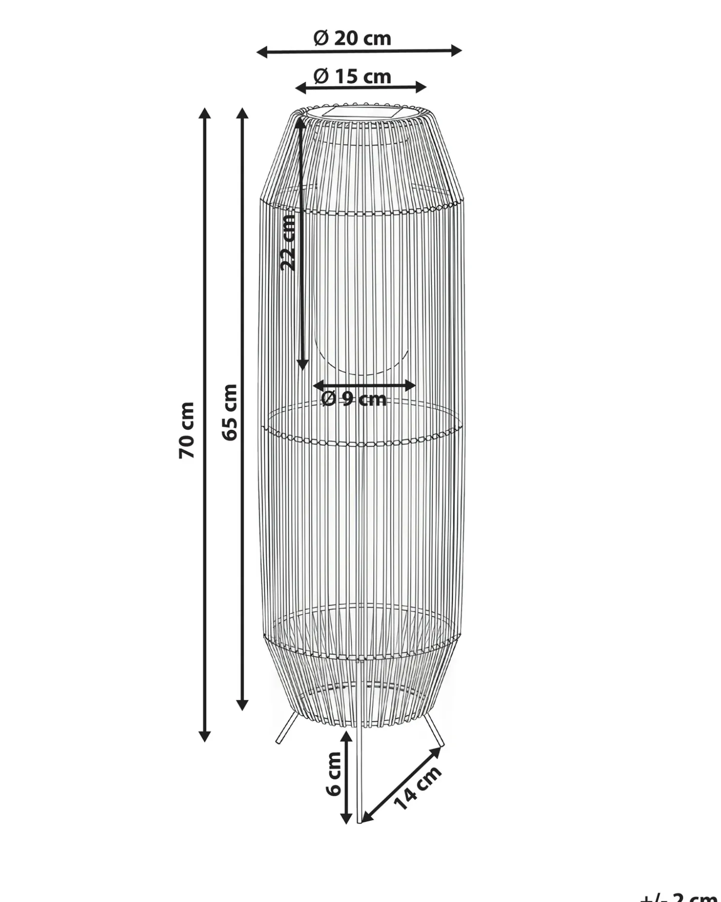 Solcelledrevet lanterne DONGWE 70 cm Naturlig