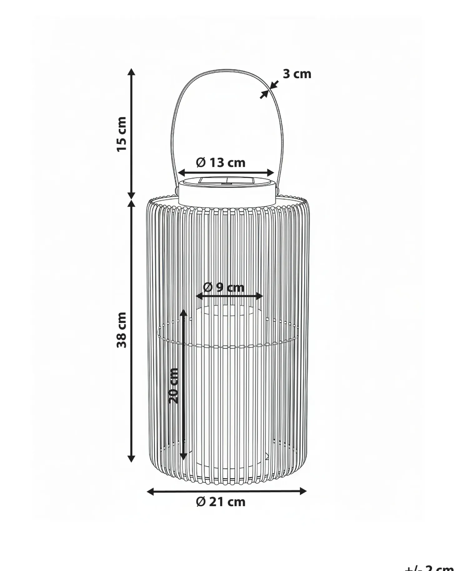Solcelledrevet lanterne MACHILI 53 cm Sort