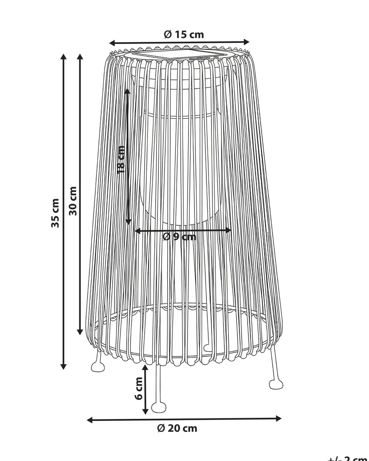 Solcelledrevet lanterne SEMLIKI 35 cm Naturlig