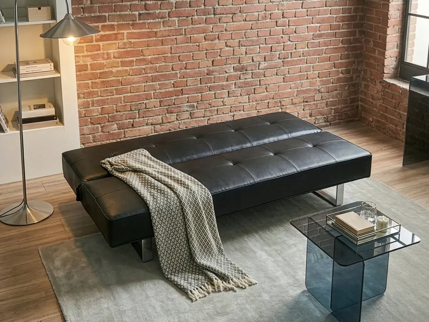 Sovesofa 3 personers DERBY Kunstlæder Sort
