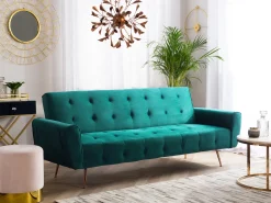 Sovesofa 3 personers SELNES Velour Smaragdgrøn