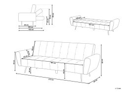 Sovesofa 3 personers SELNES Velour Navy Blå