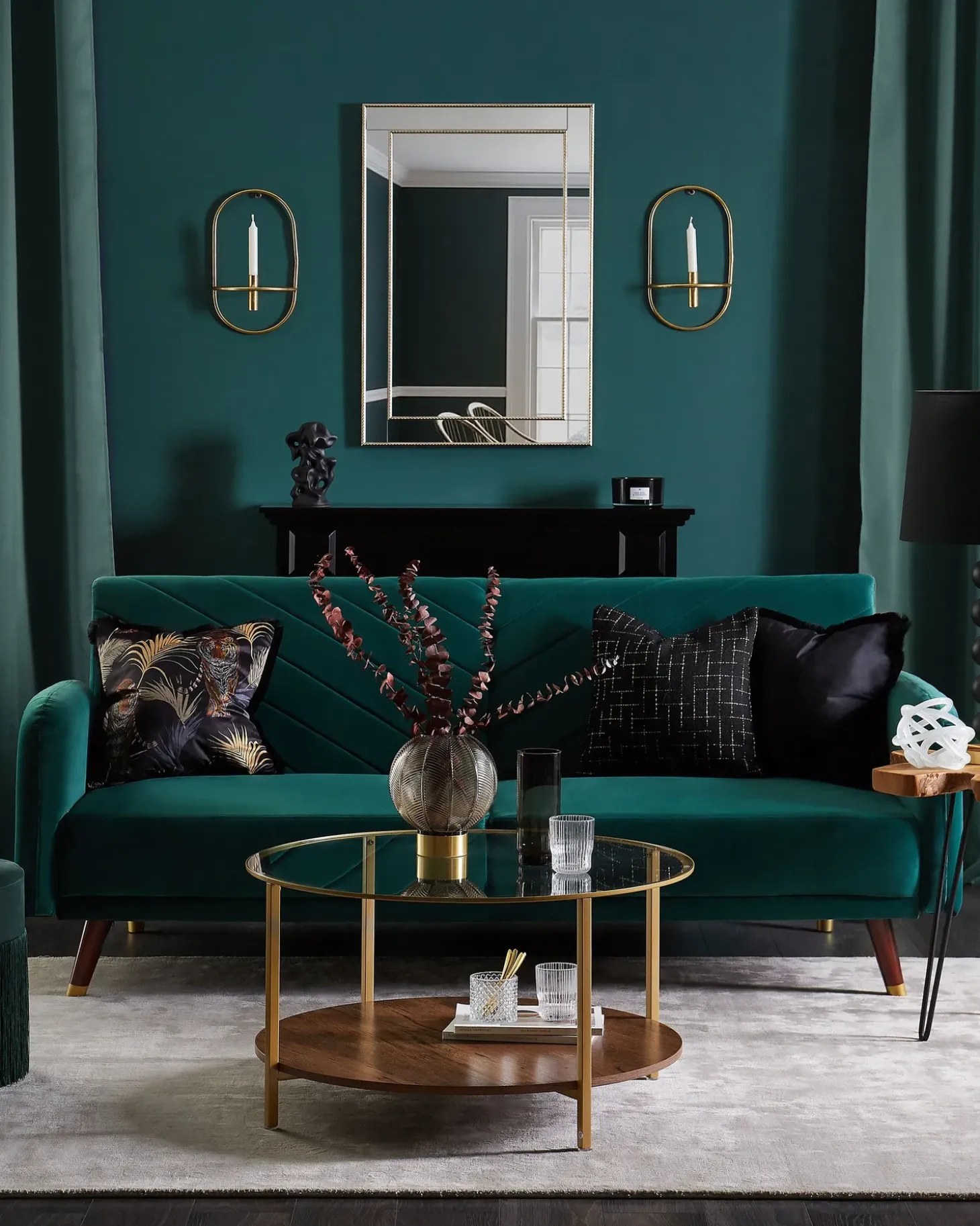 Sovesofa 3 personers SENJA Velour Smaragdgrøn